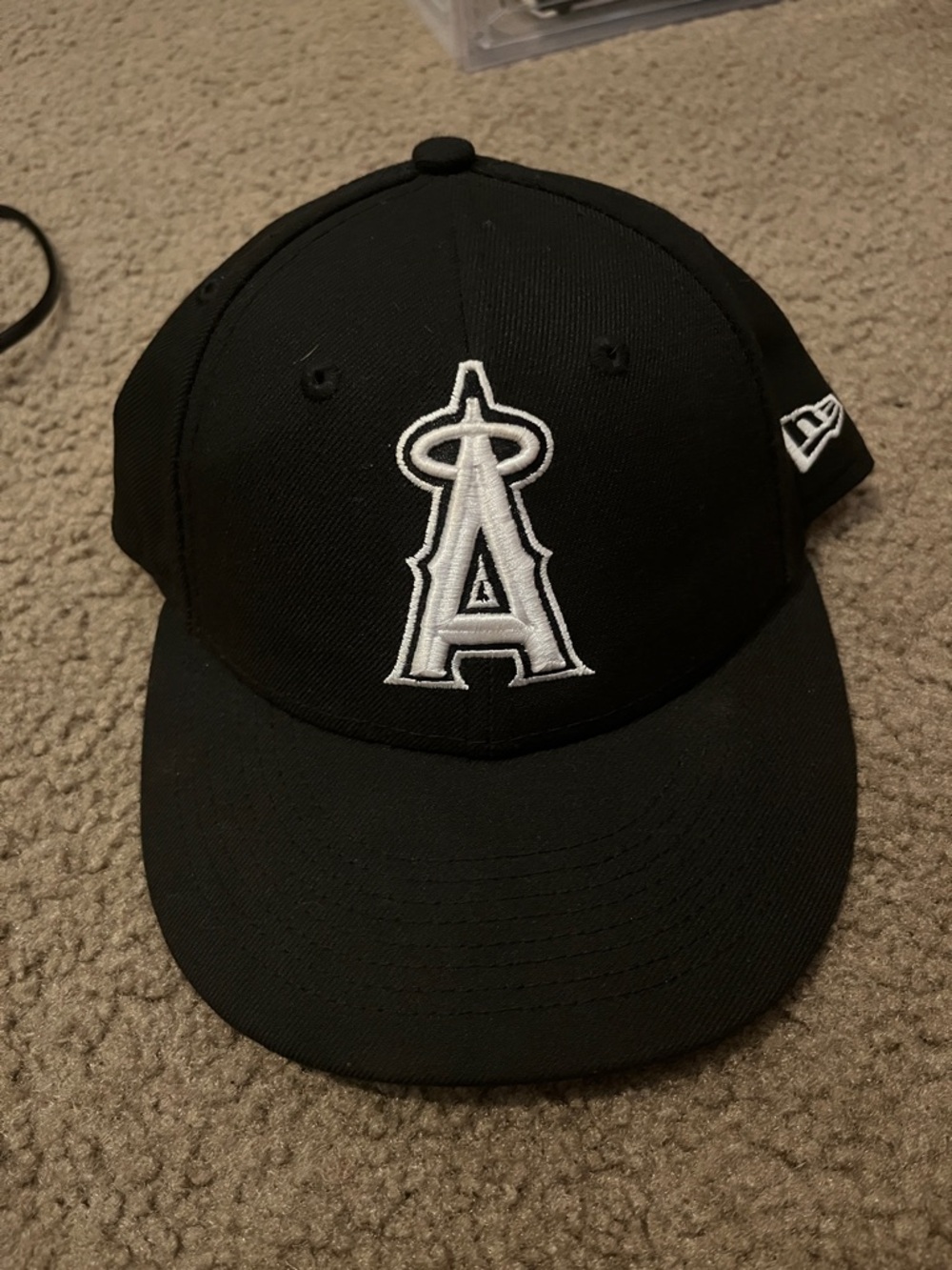New Era Black Cap with White Angels 'A' Logo